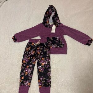 Floral Kids Matching Set - Purple and Black
